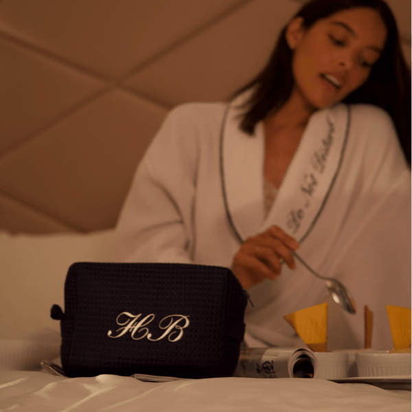Monogram Waffle Pouch