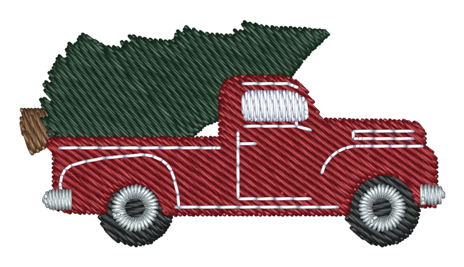 Christmas Tree Truck Embroidered Icon