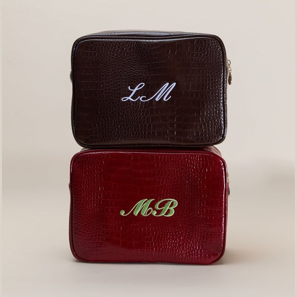 Monogram Croc Pouch