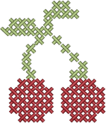 Dark Red Cross Stitch Cherries