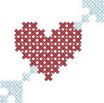 Dark Red Cross Stitch Arrow Heart