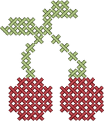 Dark Red Cross Stitch Cherries