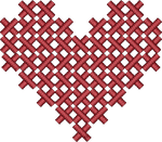 Dark Red Cross Stitch Heart
