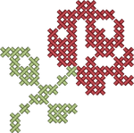 Dark Red Cross Stitch Rose