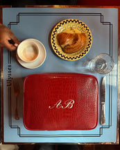 Monogram Croc Pouch