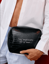 Handwriting Small Croc Pouch