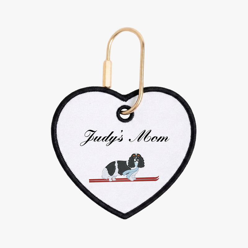 Ski Dog Heart Charm