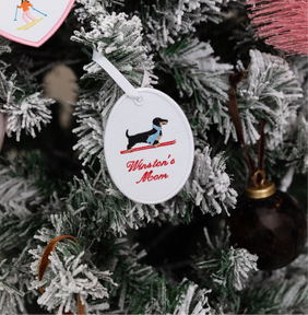 Ski Dog Oval Ornament