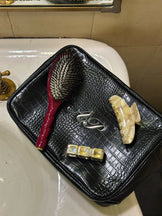 Monogram Croc Pouch