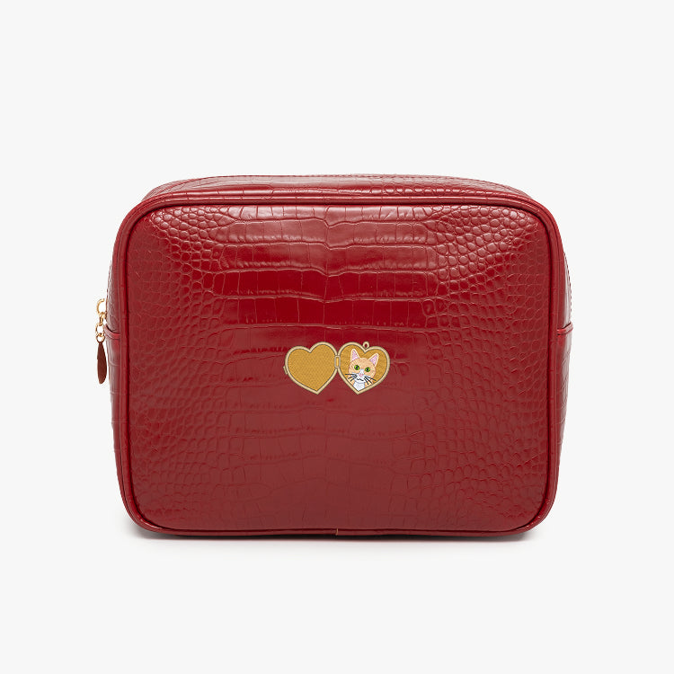 Valentine's Day Cat Small Croc Pouch