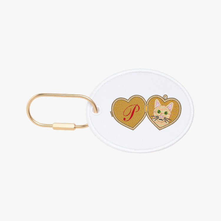 Valentine's Day Cat Oval Charm